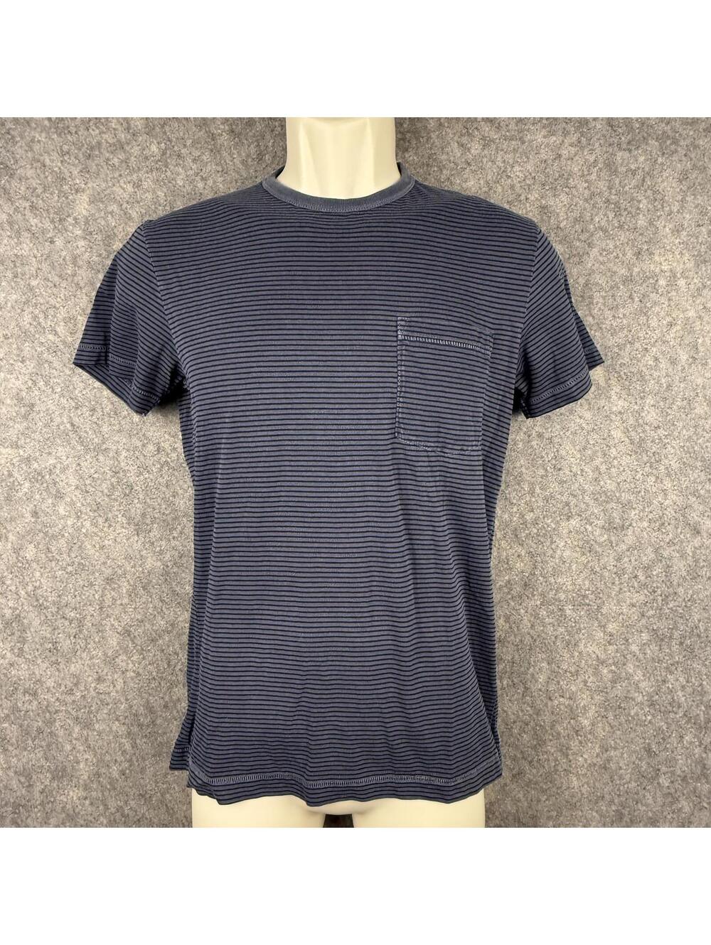 Vineyard Vines Island Tee Shirt Pocket Gray Black Stripes Men Size XS 262